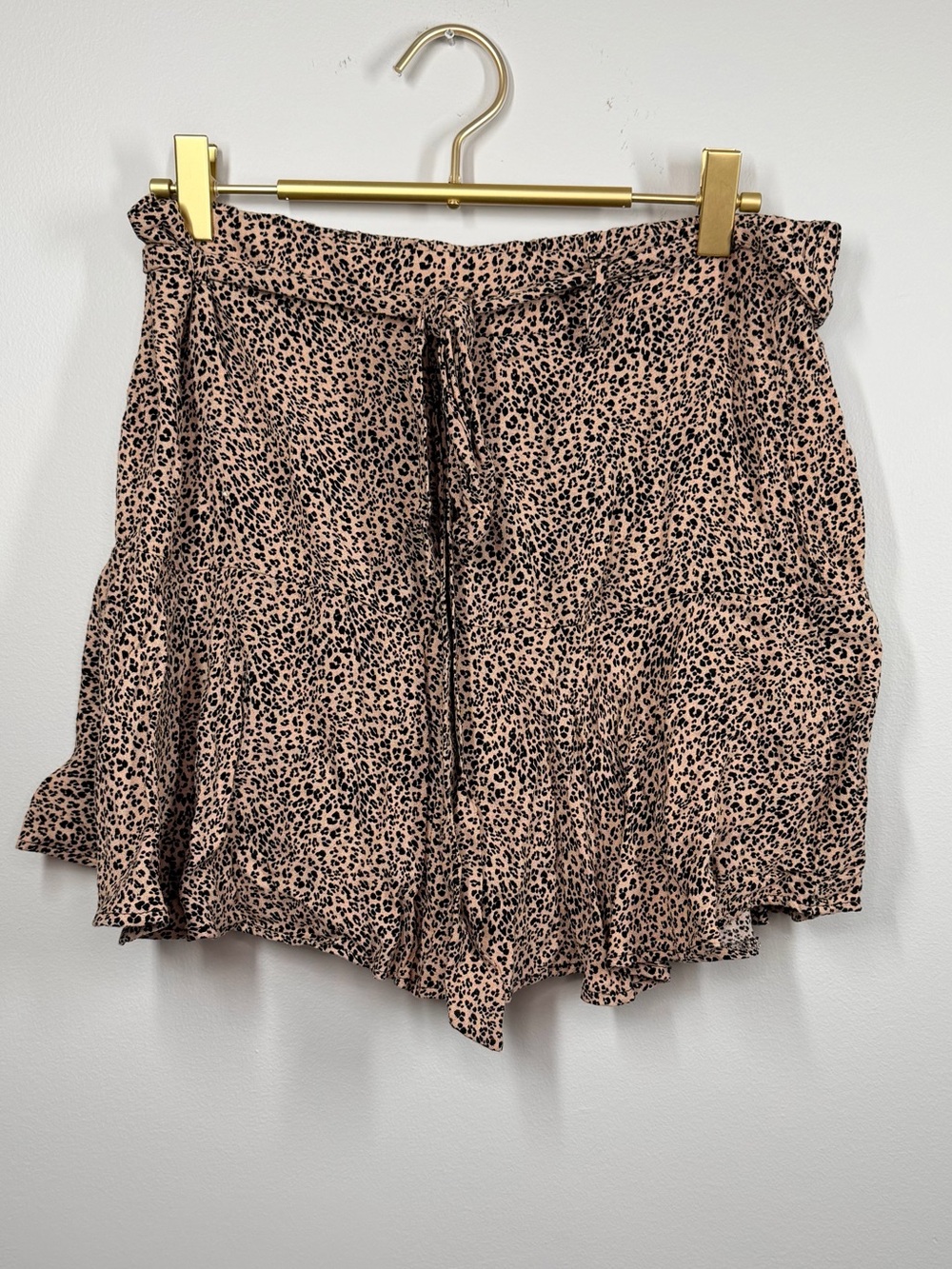 Urban Romantics Leopard Print Tiered Ruffle Mini Skort Large Boho Coquette